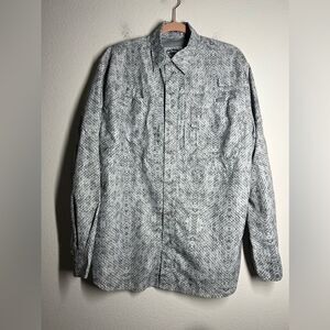 Reel Legends Shirt Mens Saltwater Gray White Button Up Long Sleeve Fishing Sz M
